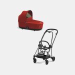 Carucior Nou Nascut Mios: Cadru Carucior pentru Copii Mios Matt Black + Landou Mios Lux Autumn Gold Cybex Platinum
