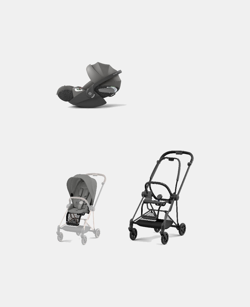 521002519-523000873-523000226.jpg Carucior 2 in 1 : Cadru Carucior pentru Copii Mios Matt Black + Parte Sport Carucior MIOS Mirage Grey + Scoică Auto pentru Copii Cloud T i-Size Comfort Mirage Grey Cybex Platinum - imagine 1