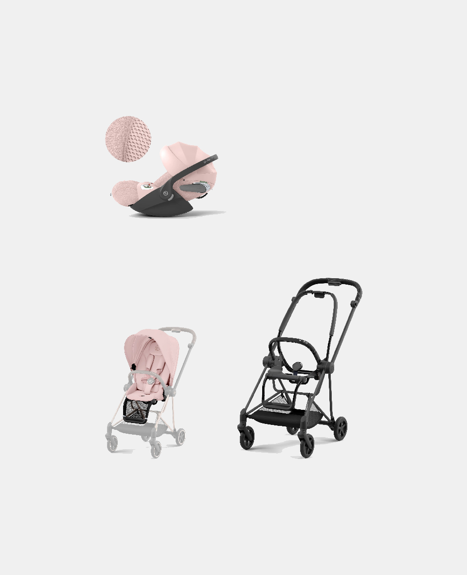 521002519-523000889-523000250.jpg Carucior 2 in 1 : Cadru Carucior pentru Copii Mios Matt Black + Parte Sport Carucior MIOS Peach Pink + Scoică Auto pentru Copii Cloud T i-Size Plus Peach Pink Cybex Platinum - imagine 1