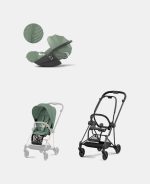 Carucior 2 in 1 Cadru Carucior pentru Copii Mios Matt Black + Parte Sport Carucior MIOS Leaf Green + Scoică Auto pentru Copii Cloud T i-Size Plus Leaf Green Cybex Platinum - imagine 2