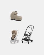 Carucior 2 in 1 : Cadru Carucior pentru Copii Mios Matt Black + Landou Mios Lux Cozy Beige + Parte Sport Carucior MIOS Cozy Beige Cybex Platinum