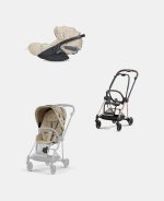 Carucior 2 in 1 Parte Sport Carucior MIOS SIMPLY FLOWERS BEIGE | mid beige + Cadru Carucior pentru Copii Mios Rosegold + Scoica Auto CLOUD T I-SIZE SIMPLY FLOWERS BEIGE | mid beige Cybex Platinum - imagine 2