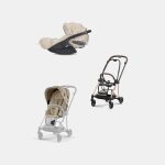Carucior 2 in 1 Parte Sport Carucior MIOS SIMPLY FLOWERS BEIGE | mid beige + Cadru Carucior pentru Copii Mios Rosegold + Scoica Auto CLOUD T I-SIZE SIMPLY FLOWERS BEIGE | mid beige Cybex Platinum