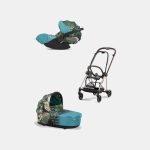 Carucior 2 in 1 Landou MIOS Lux WE THE BEST BLUE | mid turquoise + Cadru Carucior pentru Copii Mios Rosegold + Scoica Auto CLOUD T I-SIZE WE THE BEST BLUE | mid turquoise Cybex Platinum