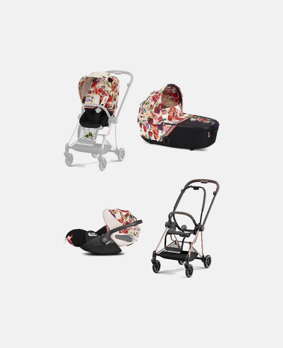 521002525-522000771-523000291-521002859.jpg Carucior 3 in 1 Landou MIOS Lux Spring Blossom Light | light beige + Cadru Carucior pentru Copii Mios Rosegold + Scoica Auto CLOUD T I-SIZE Spring Blossom Light | light beige + Parte Sport Carucior MIOS Spring Blossom Light | light beige Cybex Fashion - imagine 1