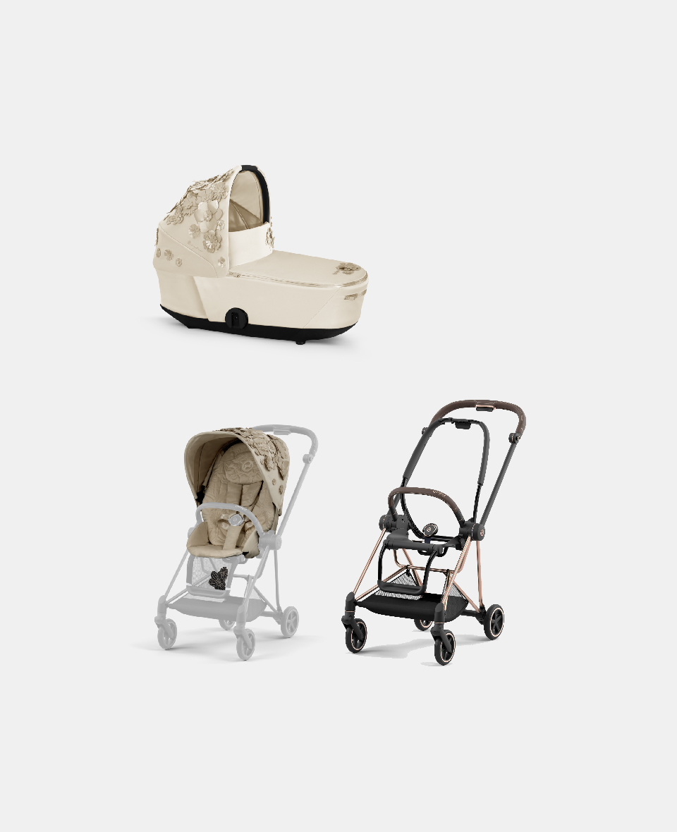 521002525-522000795-521002875.jpg Carucior 2 in 1 Landou MIOS Lux SIMPLY FLOWERS BEIGE | mid beige + Cadru Carucior pentru Copii Mios Rosegold + Parte Sport Carucior MIOS SIMPLY FLOWERS BEIGE | mid beige Cybex Fashion - imagine 1