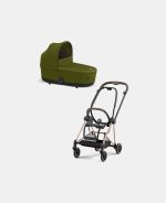 Carucior Nou Nascut Mios: Cadru Carucior pentru Copii Mios Rosegold + Landou Mios Lux Khaki Green Cybex Platinum