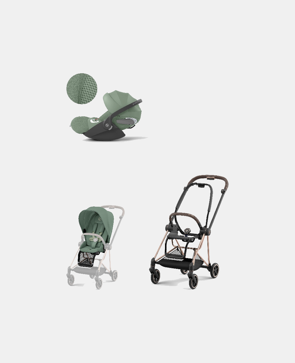 521002525-523000897-523000256.jpg Carucior 2 in 1 : Cadru Carucior pentru Copii Mios Rosegold + Parte Sport Carucior MIOS Leaf Green + Scoică Auto pentru Copii Cloud T i-Size Plus Leaf Green Cybex Platinum - imagine 1