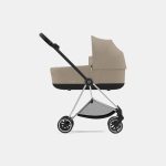 Carucior Nou Nascut Mios: Cadru Carucior pentru Copii Mios Chrome Brown + Landou Mios Lux Cozy Beige Cybex Platinum