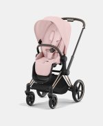 Carucior 2 in 1 Cadru Cărucior pentru Copii e-Priam Chrome Brown + Landou PRIAM Lux Peach Pink Cybex Platinum + Parte Sport Carucior Priam Peach Pink - imagine 14