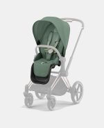 Carucior 2 in 1 Cadru Carucior pentru Copii Priam Chrome Black + Landou PRIAM Lux Leaf Green + Parte Sport Carucior Priam Leaf Green Cybex Platinum - imagine 14