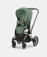 Carucior 2 in 1 Cadru Carucior pentru Copii Priam Chrome Black + Landou PRIAM Lux Leaf Green + Parte Sport Carucior Priam Leaf Green Cybex Platinum - imagine 15