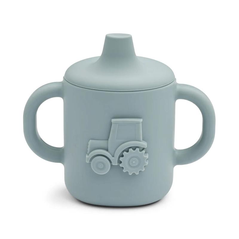 5715493126735.jpg Cană cu cioc din silicon Amelio Tractor - Blue fog - Liewood - imagine 1