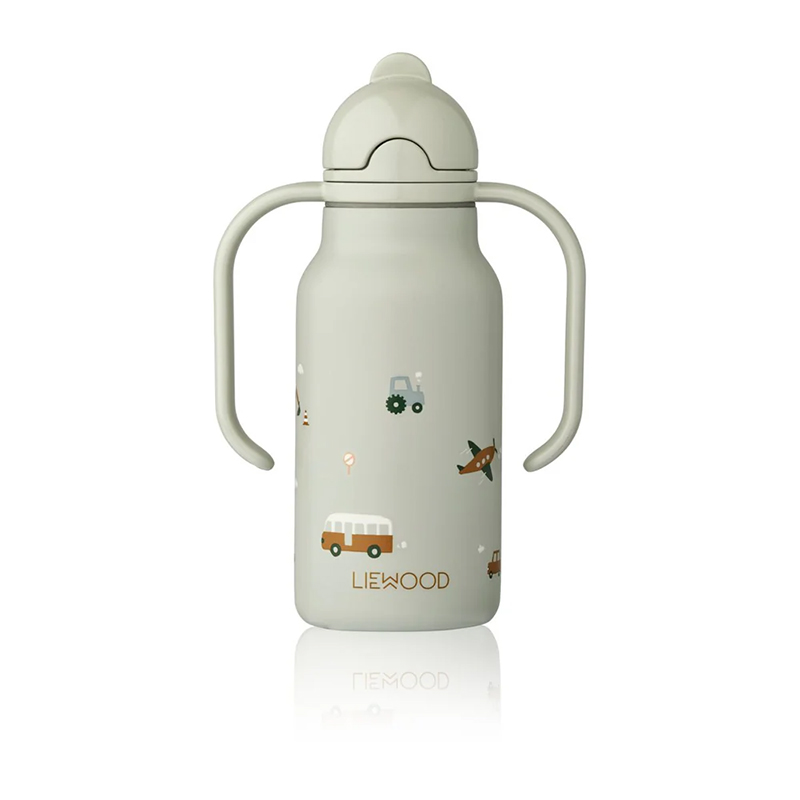 5715493448660.jpg Sticlă Termos din Oțel Inoxidabil Kimmie 250 ml - Vehicles / Dove blue - Liewood - imagine 1