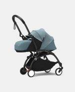 Stokke YOYO³ cu cadru negru și pachet Nou-Născuți 0+ Aqua
