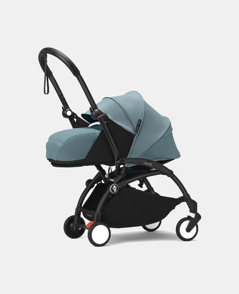 646209-2.jpg Stokke YOYO³ cu cadru negru și pachet Nou-Născuți 0+ Aqua - imagine 1
