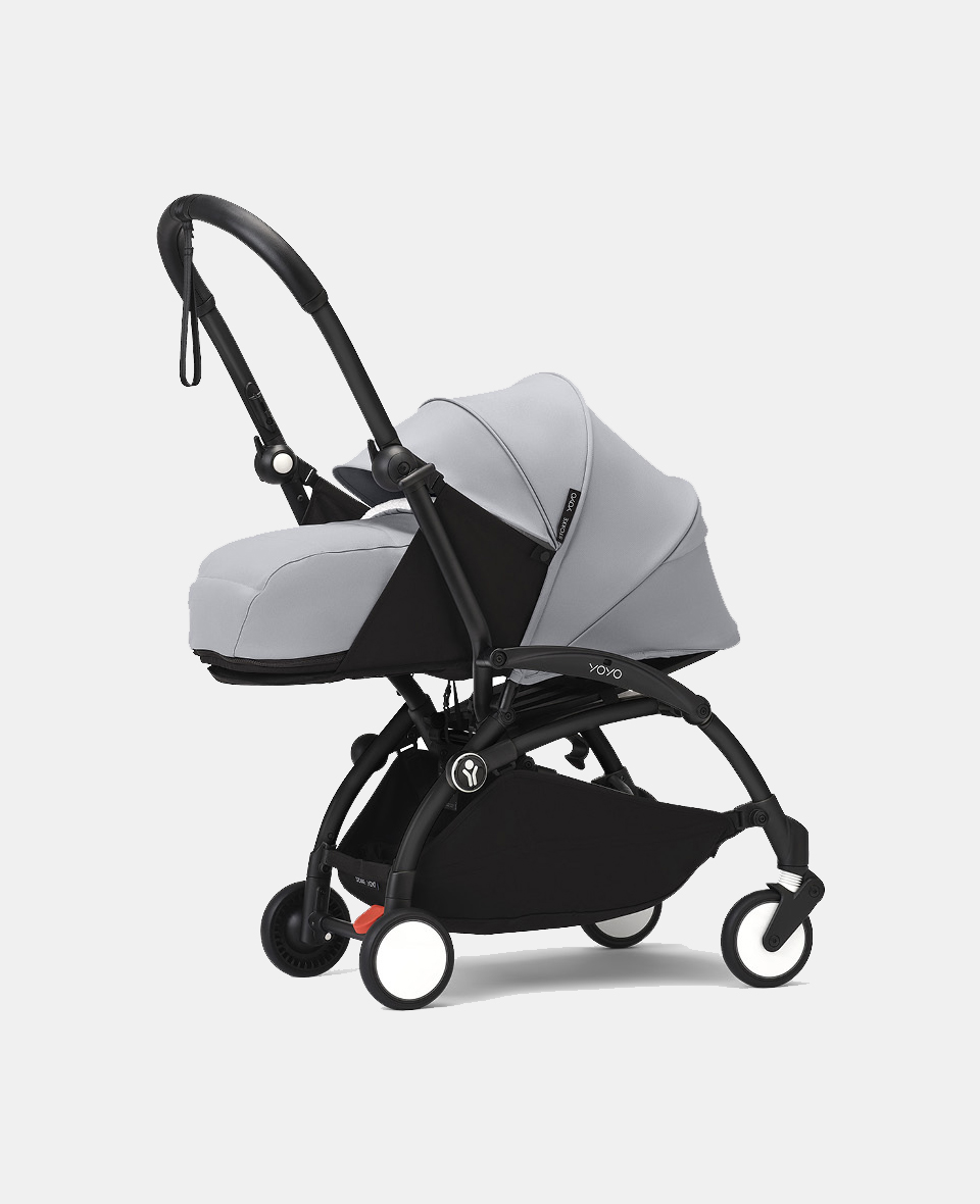 646210-2.jpg Stokke YOYO³ cu cadru negru și pachet Nou-Născuți 0+ Stone - imagine 1