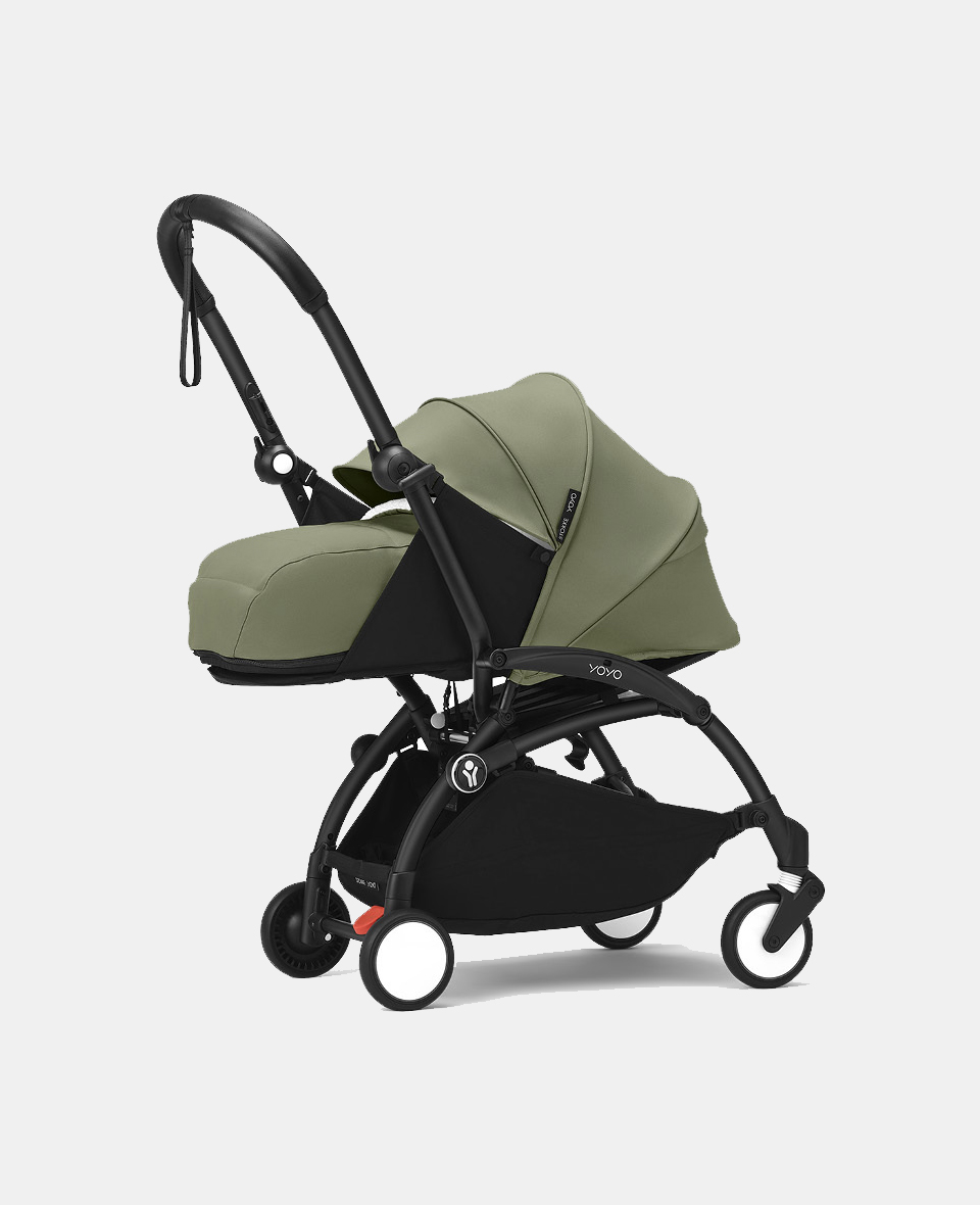 646211-2.jpg Stokke YOYO³ cu cadru negru și pachet Nou-Născuți 0+ Olive - imagine 1