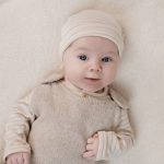 Salopetă din bumbac organic pentru bebeluși - Soft Beige Melee - Newborn Naturals - Little Dutch - imagine 5