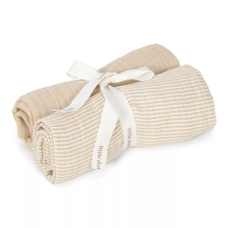 8721122584507.jpg Muselină din bumbac organic - set 2 bucăți - 70x70 cm - Pure Soft Beige - Little Dutch - imagine 1
