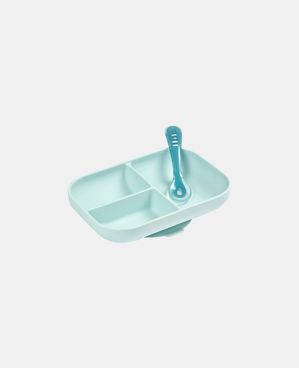 B913455.jpg Beaba Set de masă din silicon cu două piese Bleu - imagine 1