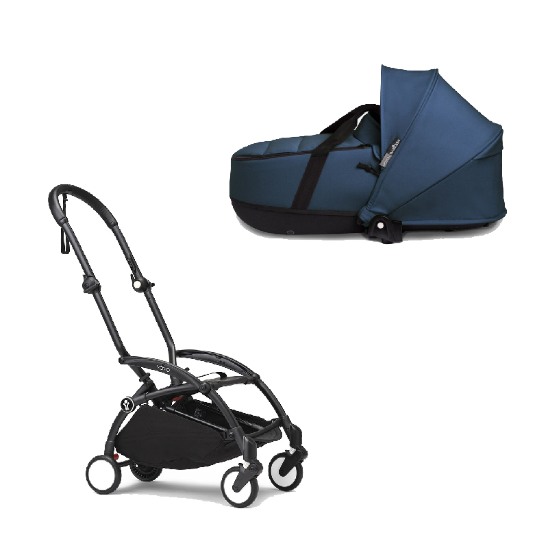 BF-landou-navy-blue.jpg Stokke YOYO3 cadru negru și landou pentru căruciorul Babyzen YOYO² Navy Blue - imagine 1