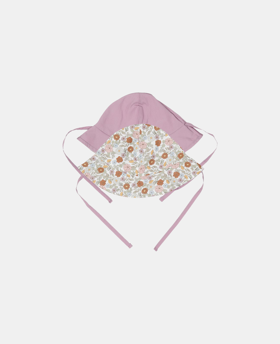 CL40403101.jpg Palarie de soare reversibila cu protectie UV 50 + - Vintage Little Flowers/ Mauve - imagine 1
