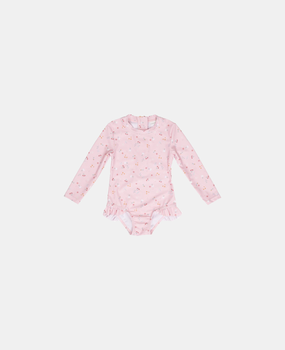 CL80581555.jpg Costum de baie intreg cu maneca lunga cu protectie UV 50+ - Little Pink Flowers - imagine 1