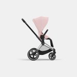 Carucior Sport Priam: Cadru Carucior pentru Copii Priam Chrome Black + Parte Sport Carucior Priam Peach Pink Cybex Platinum