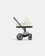 Carucior Nou Nascut Electric E-Priam: Cadru Cărucior pentru Copii e-Priam Chrome Black + Landou PRIAM Lux Off White Cybex Platinum