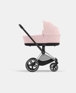 Carucior Nou Nascut Electric E-Priam: Cadru Cărucior pentru Copii e-Priam Chrome Black + Landou PRIAM Lux Peach Pink Cybex Platinum - imagine 2