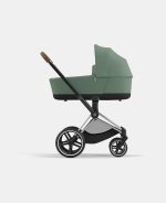 Carucior Nou Nascut Electric E-Priam: Cadru Cărucior pentru Copii e-Priam Chrome Brown + Landou PRIAM Lux Leaf Green Cybex Platinum - imagine 2