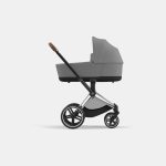 Carucior Nou Nascut Electric E-Priam: Cadru Cărucior pentru Copii e-Priam Chrome Brown + Landou PRIAM Lux Mirage Grey Cybex Platinum