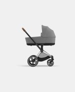 Carucior Nou Nascut Electric E-Priam: Cadru Cărucior pentru Copii e-Priam Chrome Brown + Landou PRIAM Lux Mirage Grey Cybex Platinum