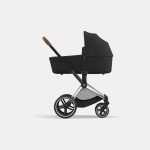Carucior Nou Nascut Electric E-Priam: Cadru Cărucior pentru Copii e-Priam Chrome Brown + Landou PRIAM Lux Sepia Black Cybex Platinum