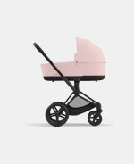 Carucior 2 in 1 Cadru Carucior pentru Copii Priam Matt Black + Landou PRIAM Lux Peach Pink + Parte Sport Carucior Priam Peach Pink Cybex Platinum - imagine 2
