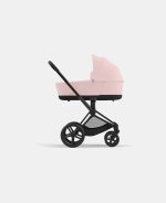 Carucior 2 in 1 Cadru Carucior pentru Copii Priam Matt Black + Landou PRIAM Lux Peach Pink + Parte Sport Carucior Priam Peach Pink Cybex Platinum