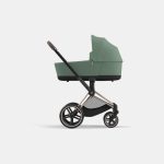 Carucior Nou Nascut Electric E-Priam: Cadru Cărucior pentru Copii e-Priam Rosegold + Landou PRIAM Lux Leaf Green Cybex Platinum