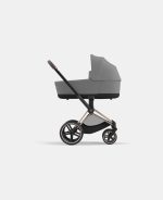 Carucior Nou Nascut Electric E-Priam: Cadru Cărucior pentru Copii e-Priam Rosegold + Landou PRIAM Lux Mirage Grey Cybex Platinum
