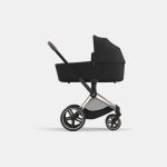 Carucior Nou Nascut Electric E-Priam: Cadru Cărucior pentru Copii e-Priam Rosegold + Landou PRIAM Lux Sepia Black Cybex Platinum
