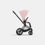 Carucior Sport Priam: Cadru Carucior pentru Copii Priam Matt Black + Parte Sport Carucior Priam Peach Pink Cybex Platinum
