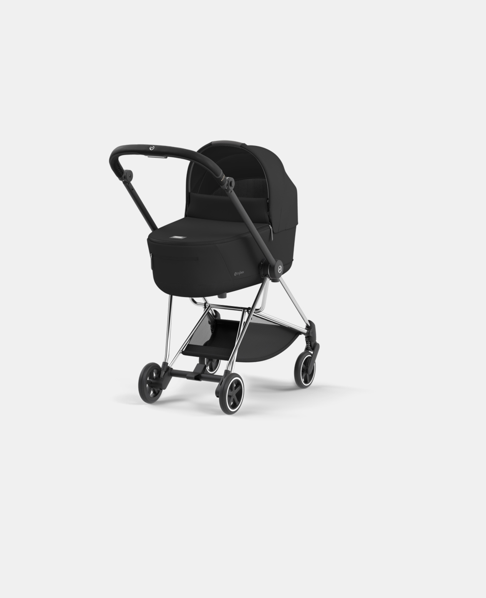 CYB_Mios_Cot_CHBH_SEBL.jpg Carucior Nou Nascut Mios: Cadru Carucior pentru Copii Mios Chrome Black + Landou Mios Lux Sepia Black Cybex Platinum - imagine 1