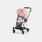 Carucior Sport Mios: Cadru Carucior pentru Copii Mios Chrome Black + Parte Sport Carucior MIOS Peach Pink Cybex Platinum
