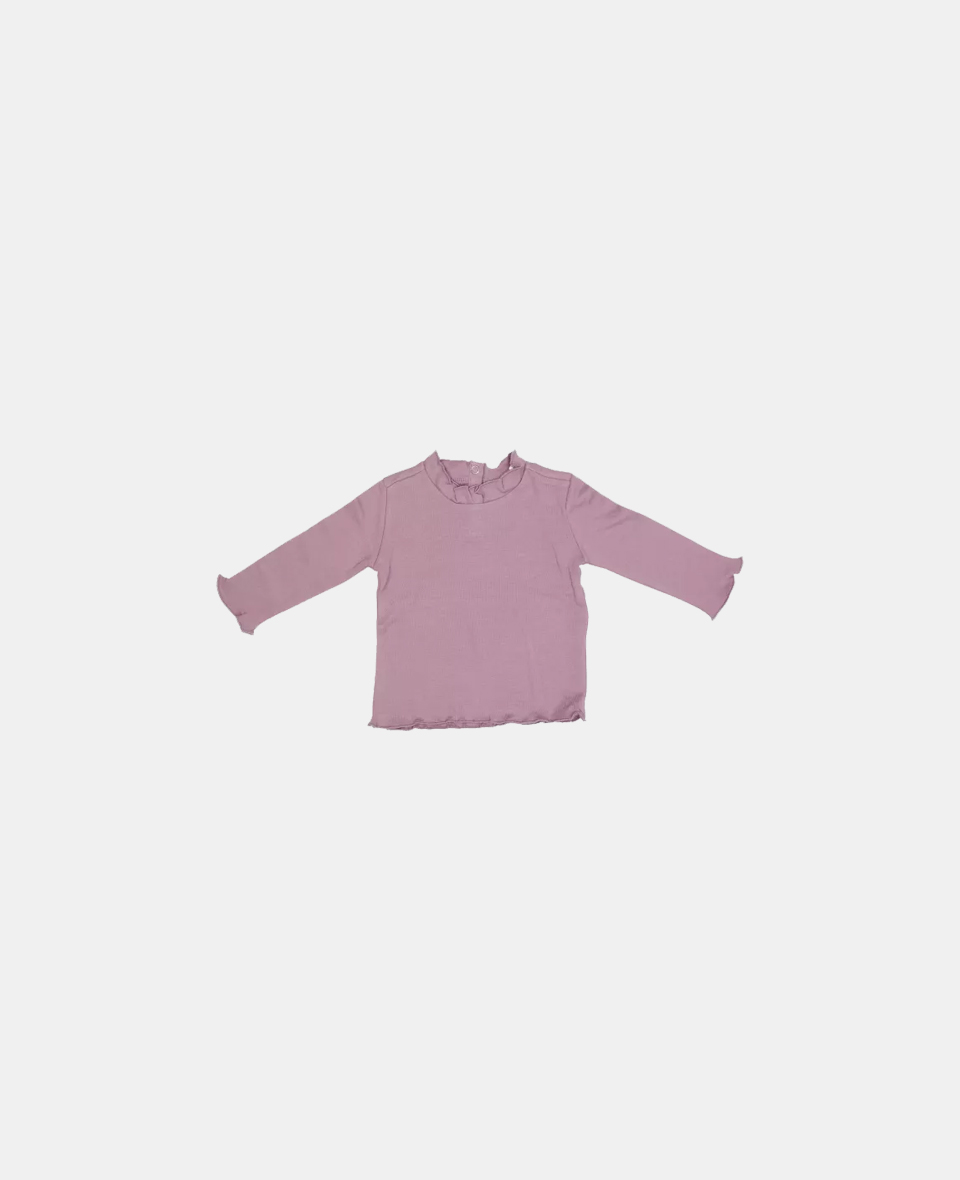 LD-CL11872101.jpg Bluziță din bumbac organic cu volane la guler și manșete Mauve - Vintage Little Flowers - Little Dutch - imagine 1
