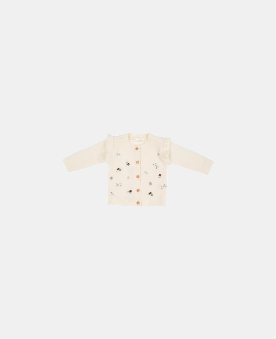 LD-CL25392101.jpg Cardigan tricotat cu broderie pentru bebeluși - Soft White - Vintage Little Flowers - Little Dutch - imagine 1