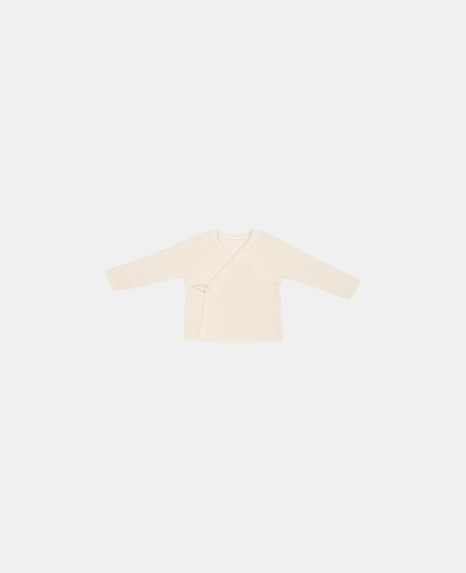 LD-CL26392106.jpg Cardigan tricotat petrecut din mix de lână pentru bebeluși - Soft White - Vintage Sunny Stripes - Little Dutch - imagine 1