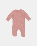 Salopetă tricotată pentru bebeluși - Vintage Pink - Little Pink Flowers - Little Dutch - imagine 2