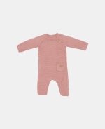 Salopetă tricotată pentru bebeluși - Vintage Pink - Little Pink Flowers - Little Dutch - imagine 4