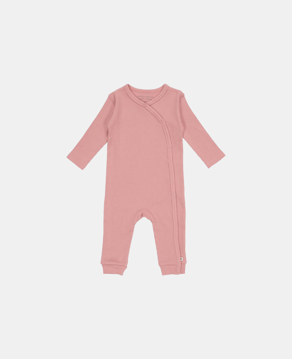 LD-CL40870155.jpg Salopetă rib din bumbac organic pentru bebeluși - Vintage Pink - Little Dutch - imagine 1