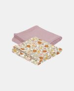 Muselină din bumbac - set 2 bucăți - Vintage Little Flowers/Pure Mauve - Little Dutch - imagine 2